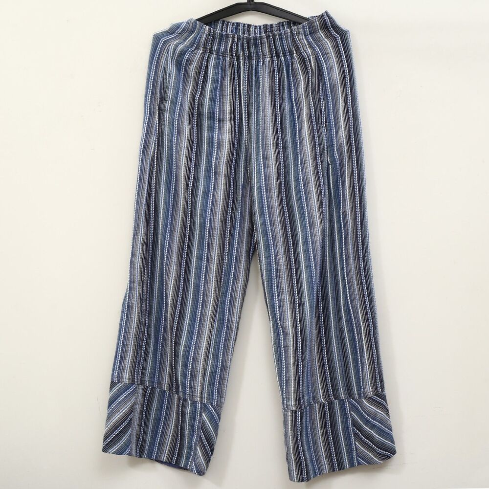 Free people Day's End Stripe Women's Pants Mid-Rise Wide-Leg Cotton XS 290925